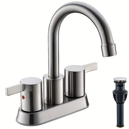 4-Inch Centerset Bathroom Faucet with Dual Handles, Swivel Spout and Single or Two-Piece Finish Options