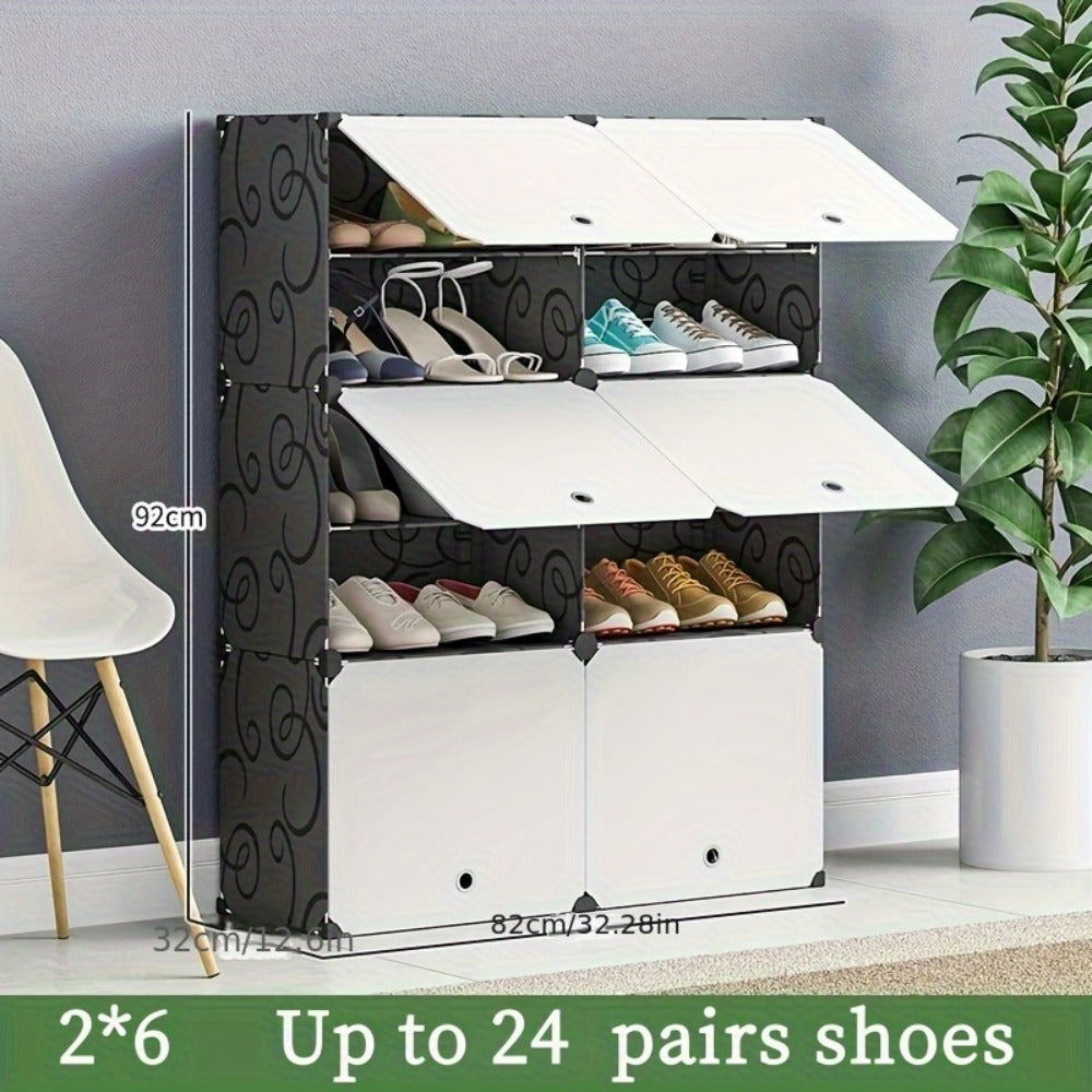 Shoe Rack Organizer Free Standing, Shoe Storage Cabinet for Boots, Slippers & High Heels, 2×6 / 3×8 Tier Shoe Shelf for Closet