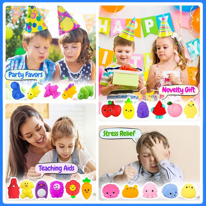 Mochi Squishies Bulk Pack 100 or 200 Pcs, Kawaii Mini Squeeze Toys for Kids Party Favors, Classroom Prizes