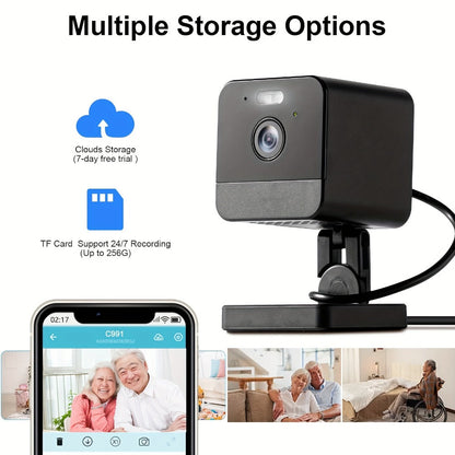 Indoor Security Camera 4-Pack with Dual-Band WiFi, Color Night Vision, Two-Way Audio and Multiple Storage Options