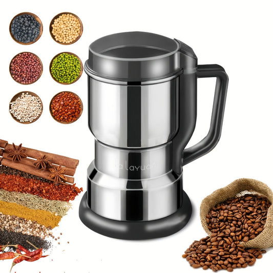 Coffee Bean Grinder 300W 8-Blade Stainless Steel 400g 14oz Large Up to 36 Cups 10-Second for Entryways, Bedrooms and Living Spaces