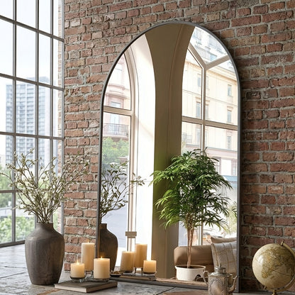 Arched Rectangle Metal Wall Mirror in Black or Gold with Seven Size Options up to 31 x 32 Inches