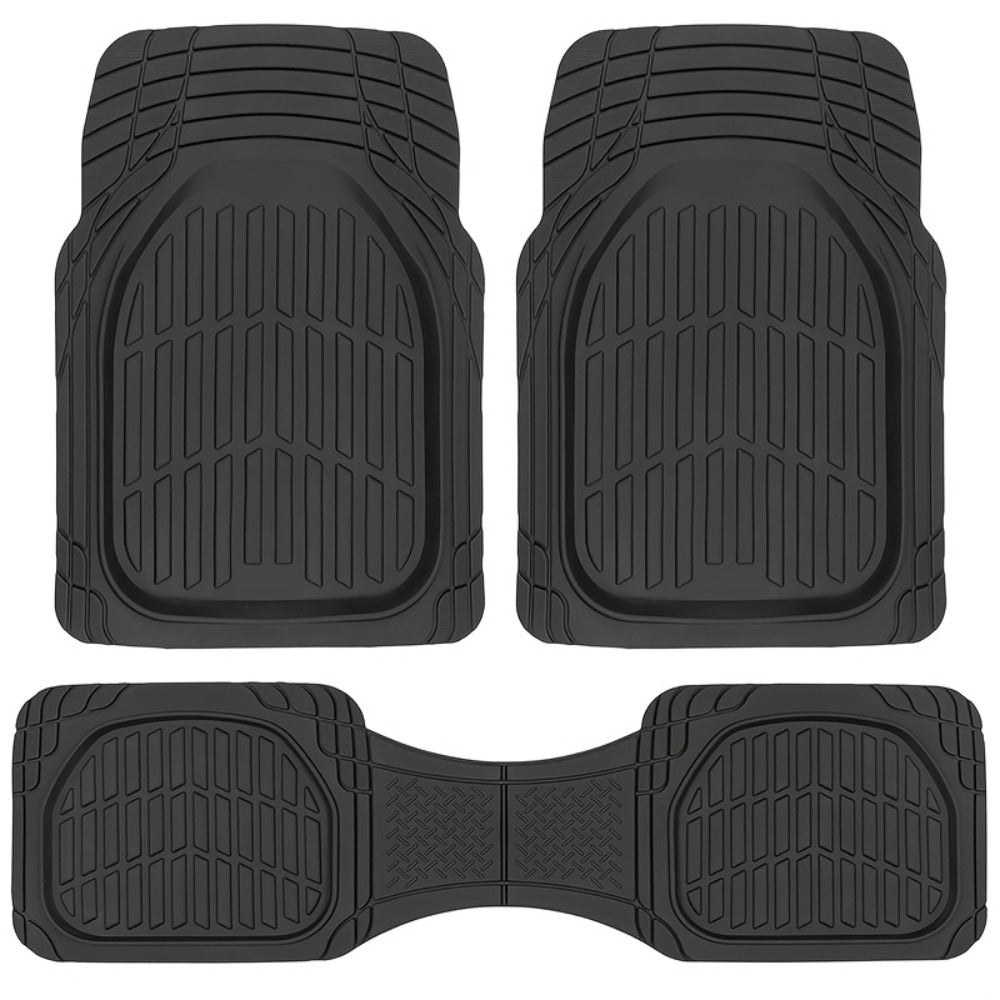 Molded Car Floor Mats, Four-Piece Front and Rear Set with Trim Lines in Six Color Options for Vehicle Footwells
