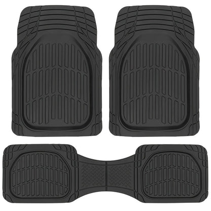 Molded Car Floor Mats, Four-Piece Front and Rear Set with Trim Lines in Six Color Options for Vehicle Footwells