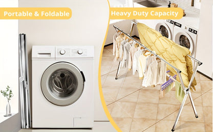 Retractable Stainless Steel Clothes Drying Rack with Dual Rods and 42.52-62.99 or 48.43-78.74-Inch Sizes