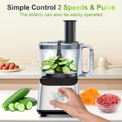 Food Processor 600W 6-in-1 Electric Food Chopper 12-Cup Bowl for Chopping Mincing Dicing for Entryways, Bedrooms and Living Spaces