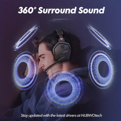 2.4GHz Wireless Gaming Earphones NUBWO G06, 7.1 Surround Sound, 23ms Ultra-Low Latency, 100H Battery
