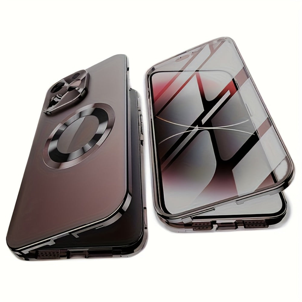 iPhone Anti-Spy Magnetic 2-in-1 Phone Case with All-Round Lens Protection – Complete Drop Protection Cover for iPhone 12 13 14 15 16 Pro Max
