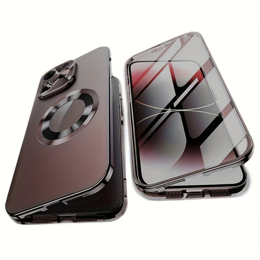 iPhone Anti-Spy Magnetic 2-in-1 Phone Case with All-Round Lens Protection – Complete Drop Protection Cover for iPhone 12 13 14 15 16 Pro Max