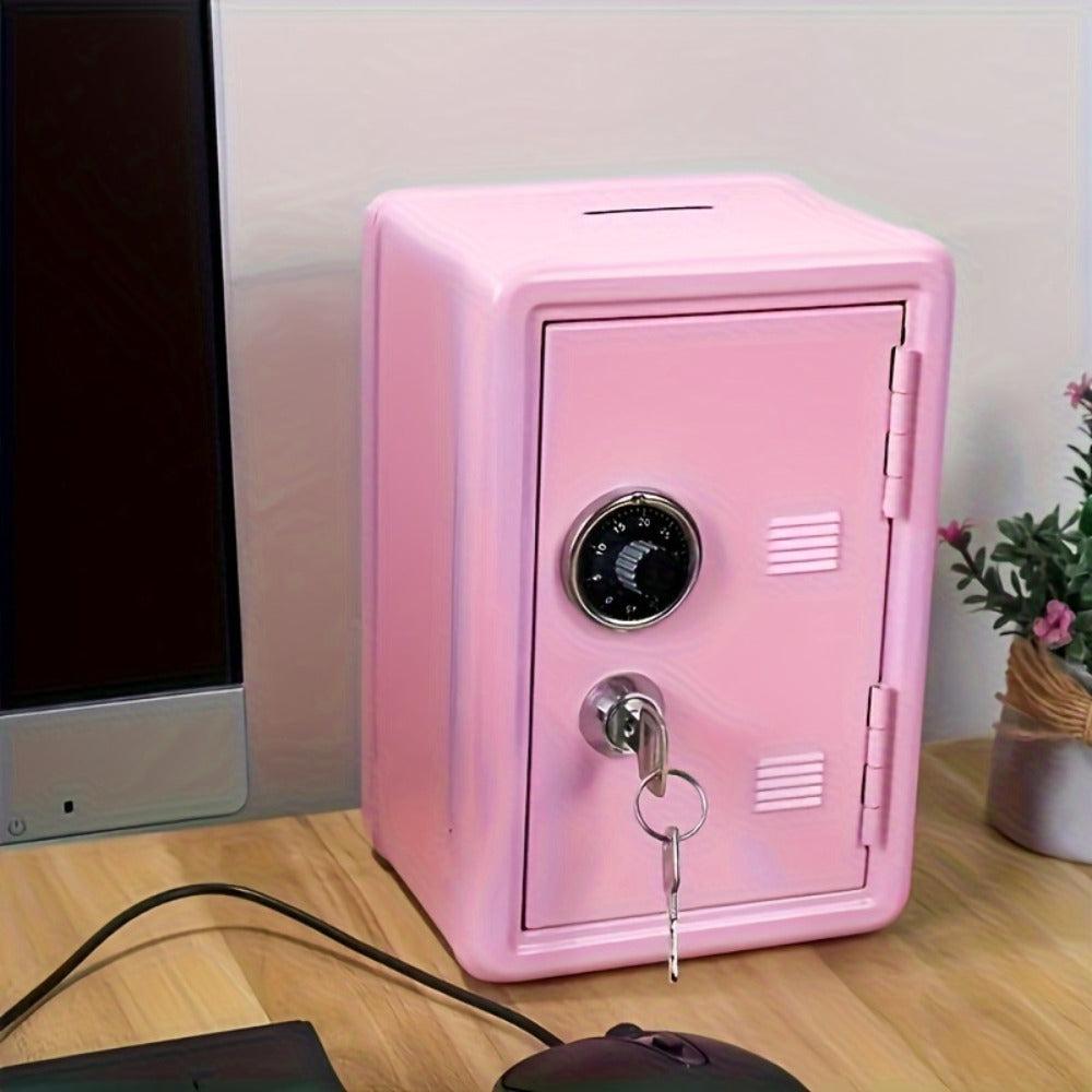 Password Lock Cash and Coin Storage Box with Key Lock Portable Money Box for Saving Cash Coins Notebooks Passports Valuables Home Office