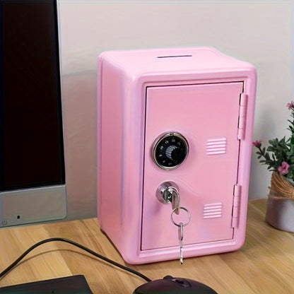 Password Lock Cash and Coin Storage Box with Key Lock Portable Money Box for Saving Cash Coins Notebooks Passports Valuables Home Office