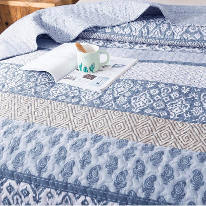 Floral Quilt Set Lightweight Bedspread Coverlet 2 or 3-Piece, All Season Hypoallergenic Breathable Paisley Patchwork Print Quilt for Bedroom
