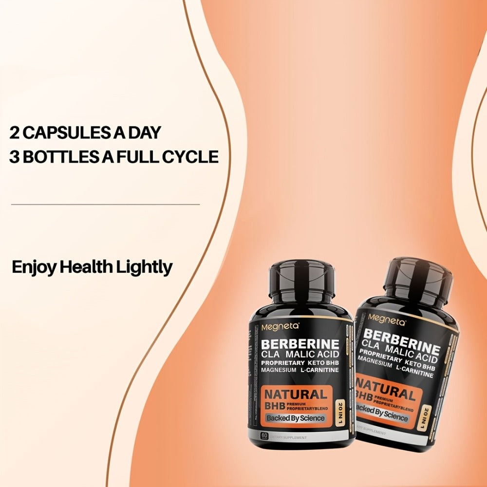 Keto BHB Weight Loss Capsules 20-in-1 with L-Carnitine CLA Berberine Malic Acid, Fat Burn Insulin & Liver Health Support