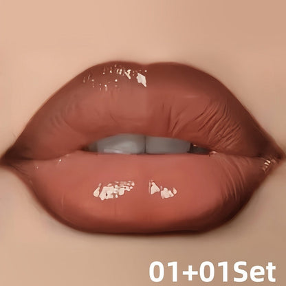 Lip Gloss Lip Liner Set Hydrating Water-Gloss Dewy Finish – 3D Precision Contour Matte Liner, for Makeup, Travel and Everyday Vanity Use