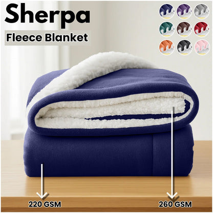 Sherpa Flannel Blanket, Double-Layer Ultra Throw for Bed, Sofa & Bedroom Decor, Better Sleep, 14 Colors
