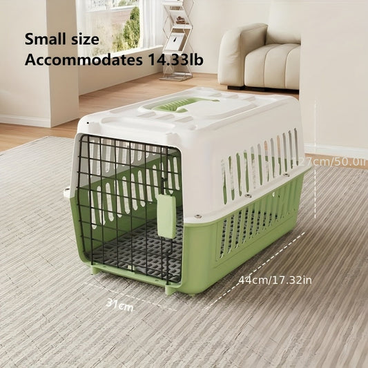 Hard-Shell Pet Carrier Crate with Front Grid Door, Side Ventilation and Standard or XL Sizes in Three Colors