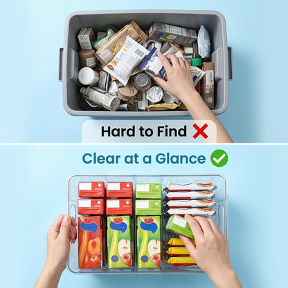 Clear Stackable Storage Bin Set with Six 10 x 6 x 5-Inch Containers, Matching Lids and Side Handles