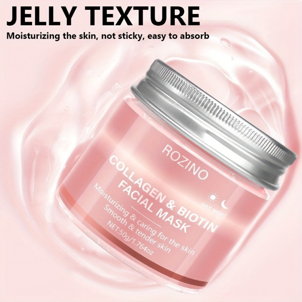 Face Mask Cream 50g Biotin Collagen Day & Night for Plump Smooth Younger-Looking Skin, Skincare Gift for Women