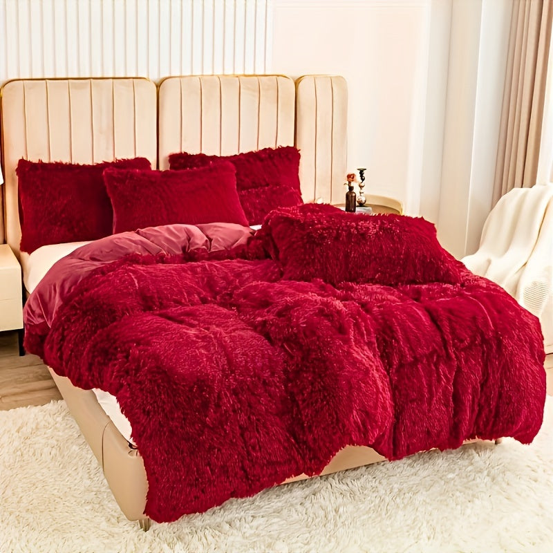 Plush Duvet Cover 100% Polyester Soft Warm Zipper Closure Cozy Bedroom Bedding Twin Full Queen King Solid Tie Dye 14 Colors for Bedroom