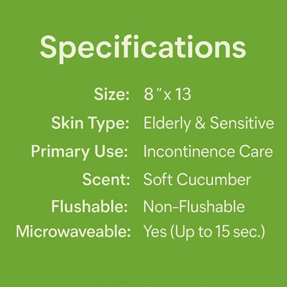 Extra Large Adult Wet Wipes 8x13 Inch 240ct 4 Packs of 60 Aloe Vitamin E Cucumber Scent for Bath Time, Home Spa and Personal Care
