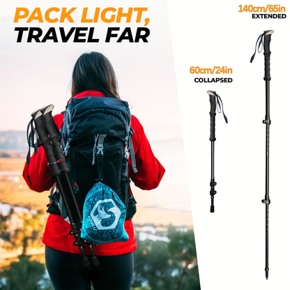 Lightweight Aluminum Trekking Poles 2pcs Telescopic Hiking Sticks Ultra Light Alloy Adjustable Walking Poles for Men Women Outdoor Hiking