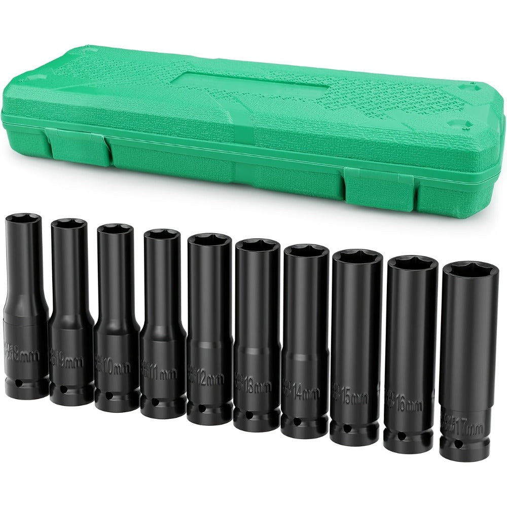 1/2 Inch Deep Impact Socket Set – Chrome Vanadium Steel for Tire Removal, Mechanical Repairs & Car Maintenance | Compatible with Electric
