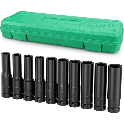 1/2 Inch Deep Impact Socket Set – Chrome Vanadium Steel for Tire Removal, Mechanical Repairs & Car Maintenance | Compatible with Electric