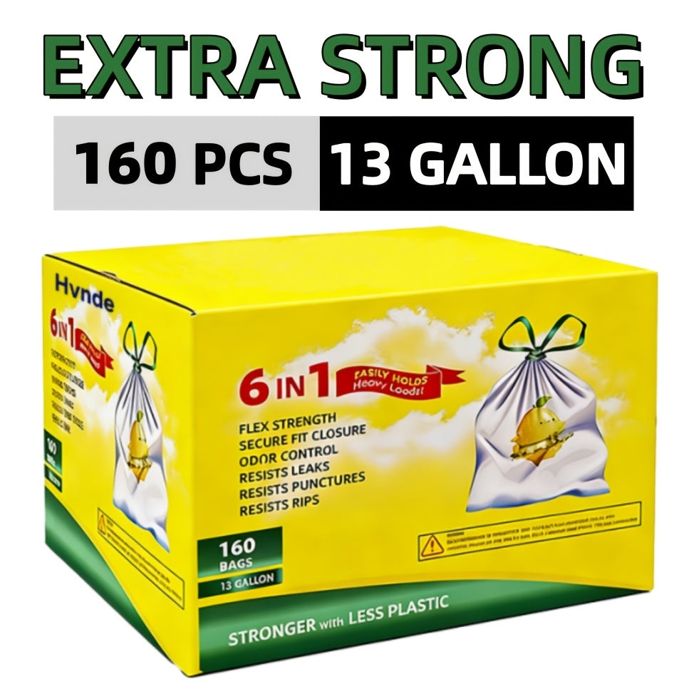 13 Gallon Trash Bags Tear-Resistant Drawstring Garbage Bags with Fresh Lemon Scent Thickened for Home Cooking, Dining and Outdoor Meals
