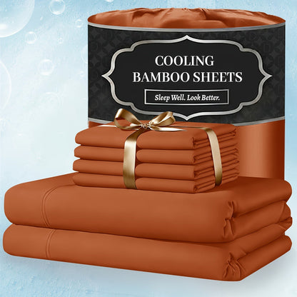Bed Sheet Set 4-Piece Bamboo-Derived Fabric with Available Extra-Deep Pocket and Eighteen Colors