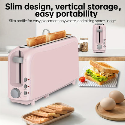 Slim Toaster 2-Slice – SEEDEEM 6-Setting Shade Control, Cancel, Reheat & Defrost, Removable Crumb Tray, 750W Compact Fits-Anywhere Design