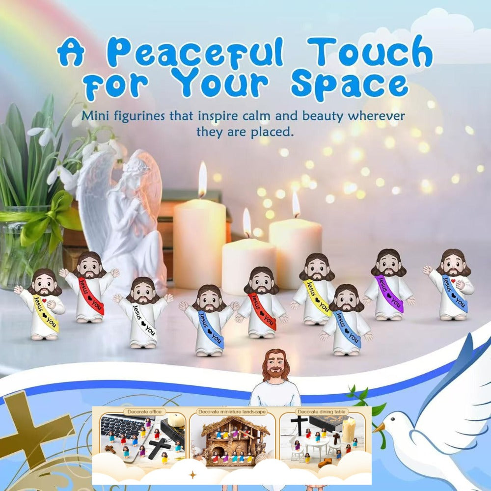 100pcs Mini Jesus Statue Party Favors – Religious Baptism First Communion VBS Crafts Gift Random Color