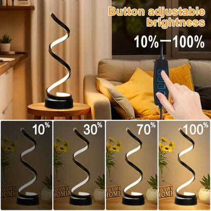 Dimmable Spiral Table Lamp with Touch Control & USB-C Charging Port, 3-Way Brightness Bedside Nightstand Lamp