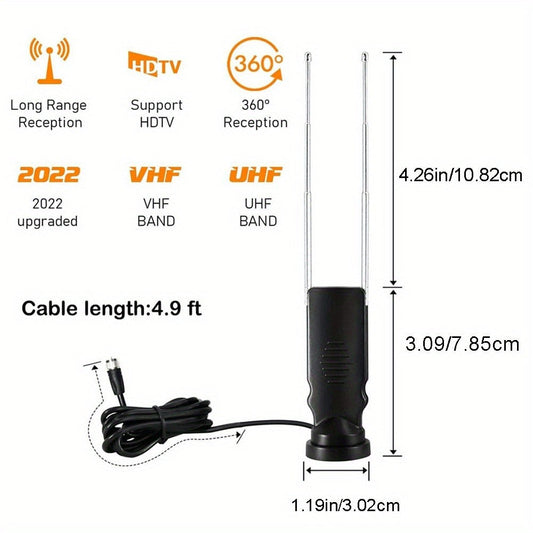 ClearTV TV Antenna with Dual Telescoping Rods, 4.9-Foot Coaxial Lead and Behind-Screen Mounting