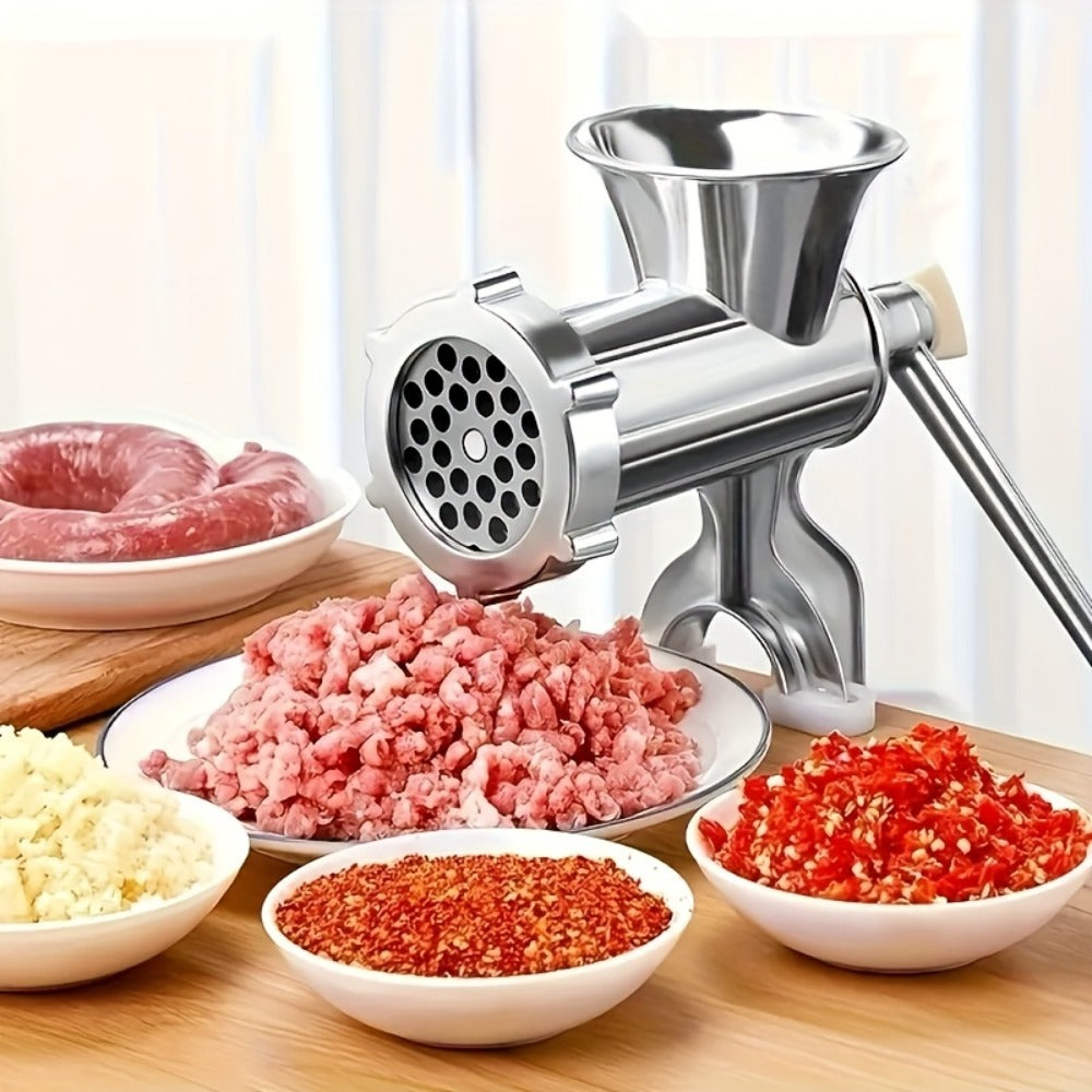 Size 5 Manual Meat Grinder with Table Clamp, Hand Crank, Cutting Plate, Blade and Sausage Nozzle