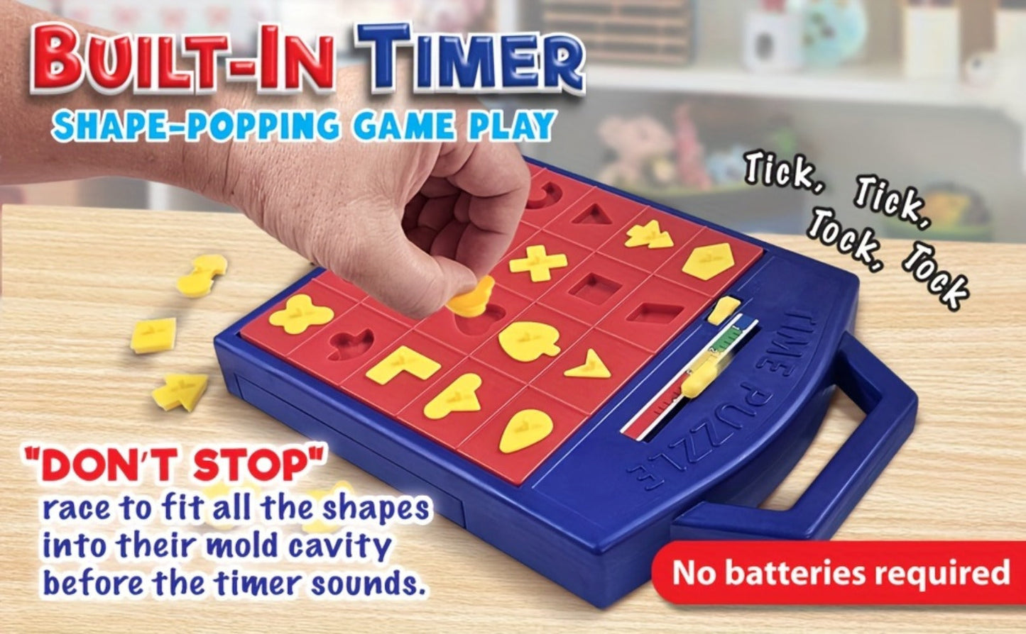 Shape Puzzle Pop-Up Board Game for Kids, Interactive Timer Matching Game with 3 Difficulty Levels
