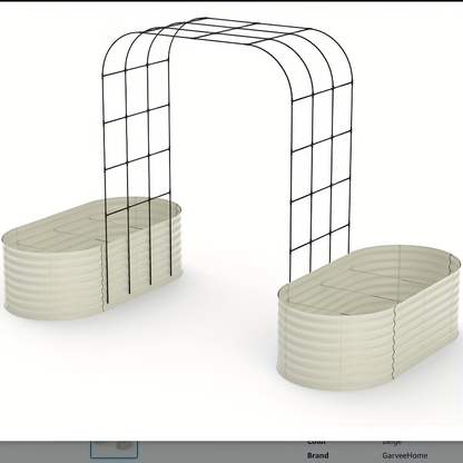 Raised Garden Bed with Trellis 90" Arched Galvanized Steel Planter Kit