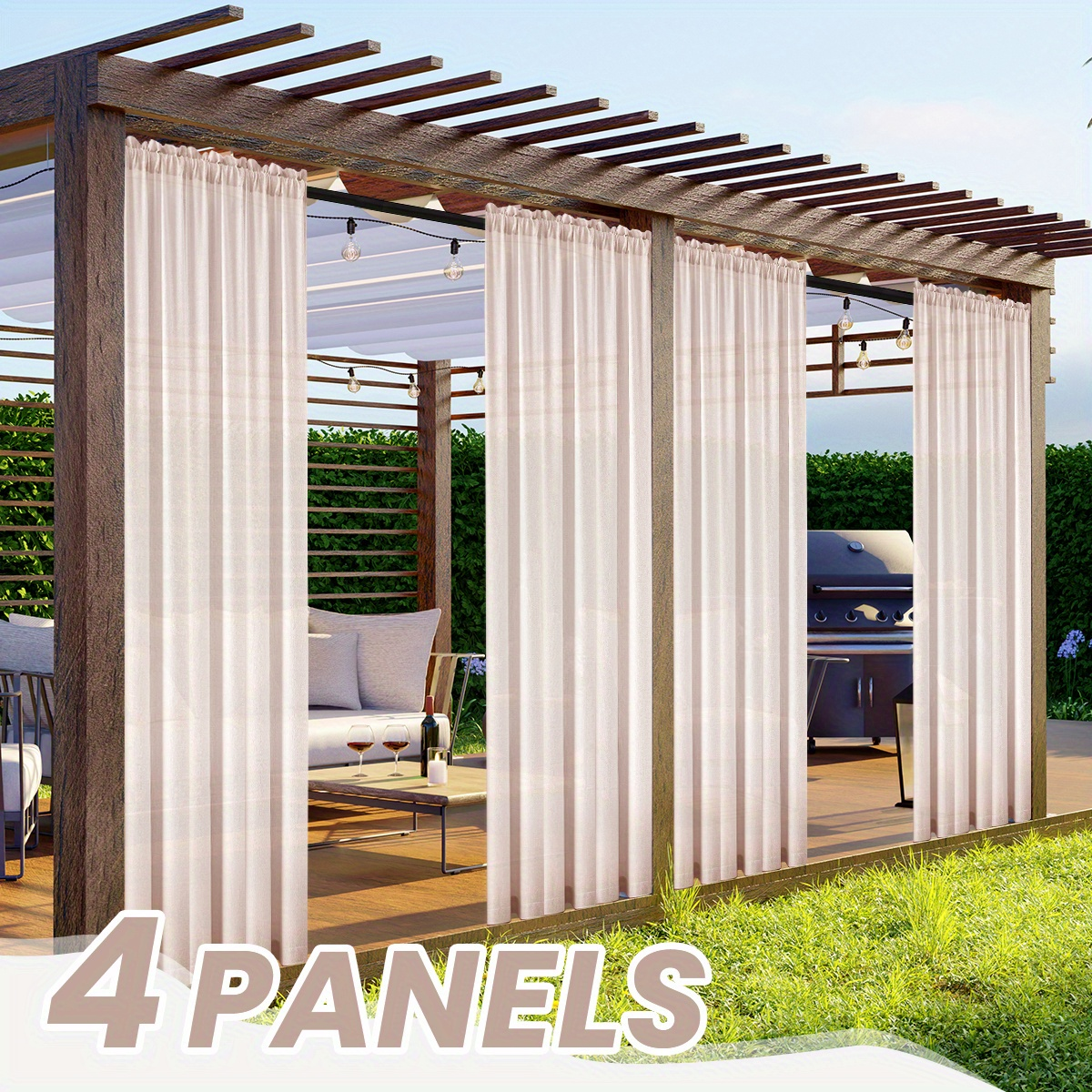 Four-Panel Rod-Pocket Window Curtain Set with Linen-Look Surface, 13 Colors and Seven Length Options