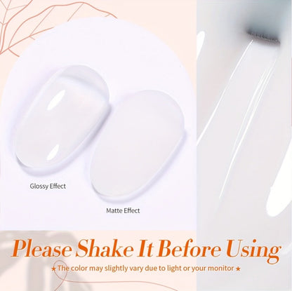 Gel Nail Polish in 10ml Translucent Jelly with 6 Milky, Snow-Glitter and Nude Shade Options
