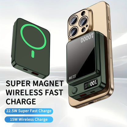 Magnetic Wireless Power Bank 10000mAh MagSafe Compatible 22.5W USB-C Fast Charging with LED Display