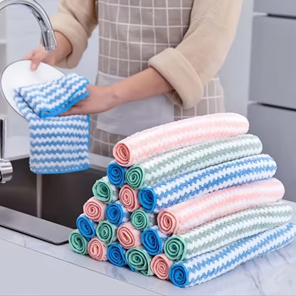 Microfiber Cleaning Cloths 18 Pack Ultra-Fine Fiber Reusable Dishwashing Cloths Knit Texture Multi-Color Assorted for Home Kitchen Dish