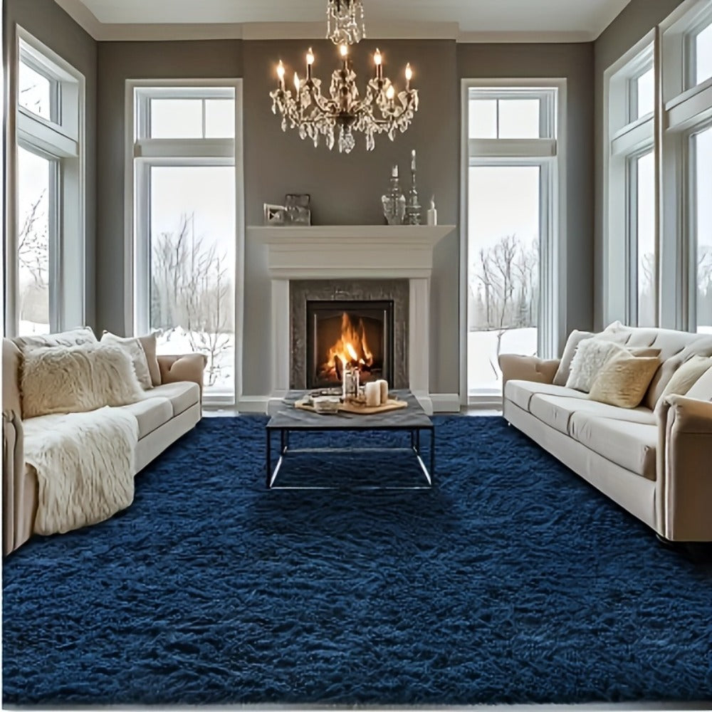 Area Rug Fluffy Faux-Fur Shag in Solid, Tie-Dye and Ombre Colors with Six available Room Sizes