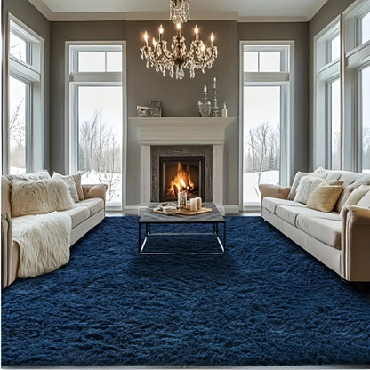 Area Rug Fluffy Faux-Fur Shag in Solid, Tie-Dye and Ombre Colors with Six available Room Sizes