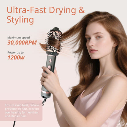 Negative Ion Hair Dryer Brush 4-in-1 Hot Air Styler, Curl, Straighten, Scalp Massage & Blow Dry, Adjustable Heat & Wind Speed
