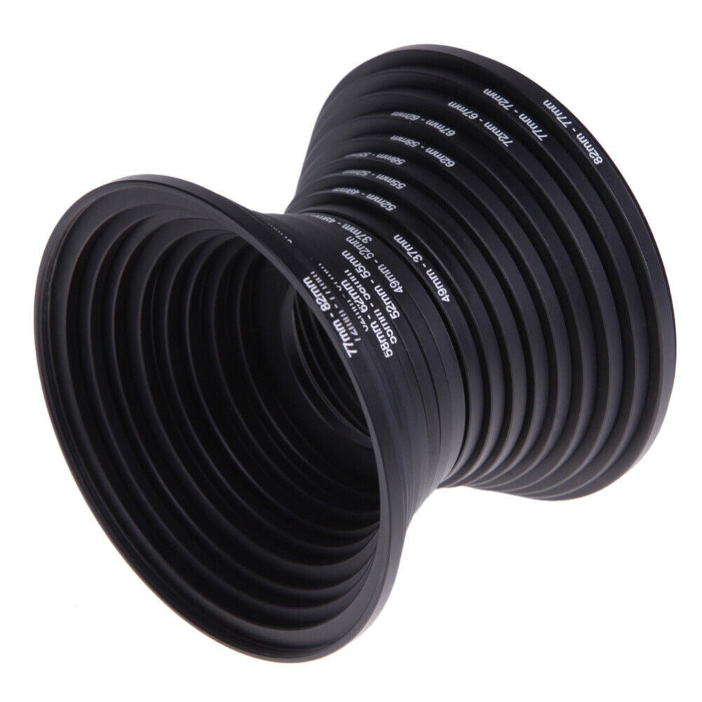Step-Up Step-Down Lens Filter Adapter Rings 18pcs Set for DSLR Camera 37-82mm Aluminum Alloy Filter Ring Kit Compatible with Canon Nikon