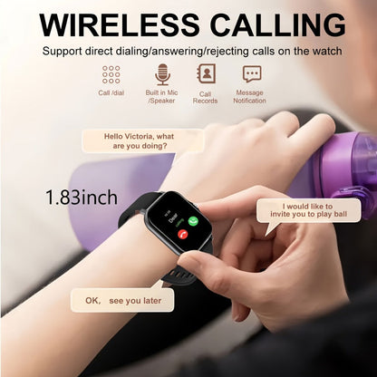 Smartwatch with Navigation & Dual Strap 1.83" TFT Full Touch Screen, Wireless Calling, Remote Camera, Music Player, Message Alerts