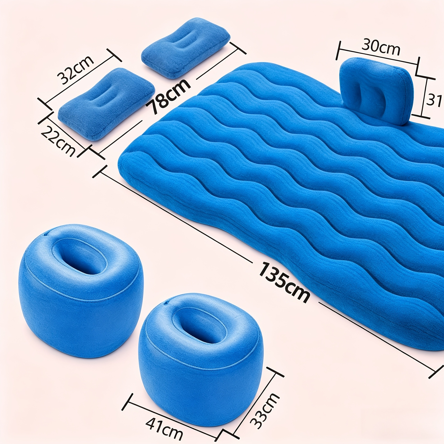 SUV Air Mattress Inflatable Car Bed Portable Camping Mattress Universal Flocked Blow Up Bed for SUV Trunk Back Seat with Storage Bag Repair
