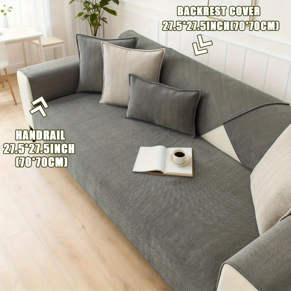 Sofa Cover Ribbed Chenille Stretch Panels for 1 to 4 Seats, Armrests or Cushions with Model-Specific Size and Color Options