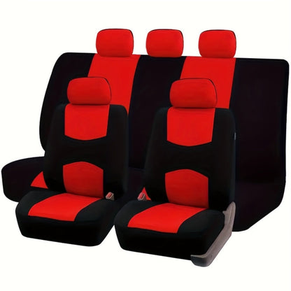 Car Seat Covers 5-Seat Breathable Knit Polyester Set with Front and Rear Pieces in Sixteen Colors
