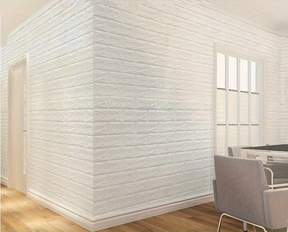 3D Foam Brick Wall Stickers 100pcs Self Adhesive Waterproof Peel and Stick Wallpaper Panels for Bedroom Living Room Bathroom Kitchen Home