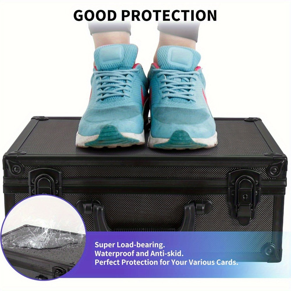 Trading Card Storage Box for 3x4 Top Loads 35pt Rigid Cards Holds 600 Plus – Sports Card Organizer Case with Lock for Pokemon Baseball